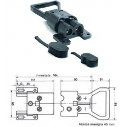 Connettore bipolare BC 250 A - cavo 50 mmq - femmina con maniglia (spina)