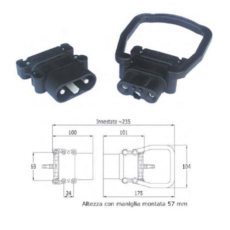 Connettore bipolare serie Europa - femmina - DIN 160 A - per cavo 50 mmq