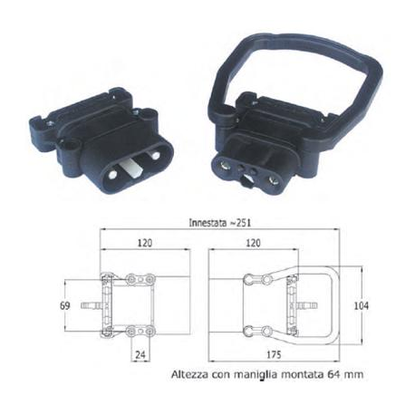 Connettore bipolare serie Europa - femmina - DIN 320 A - per cavo 70 mmq