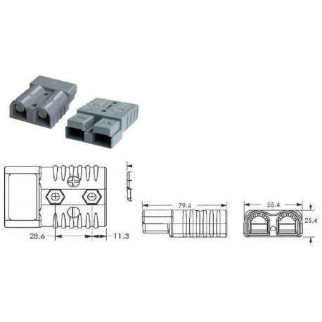 Connettore bipolare SR 175 A - per cavo 50 mmq - 12 V - giallo