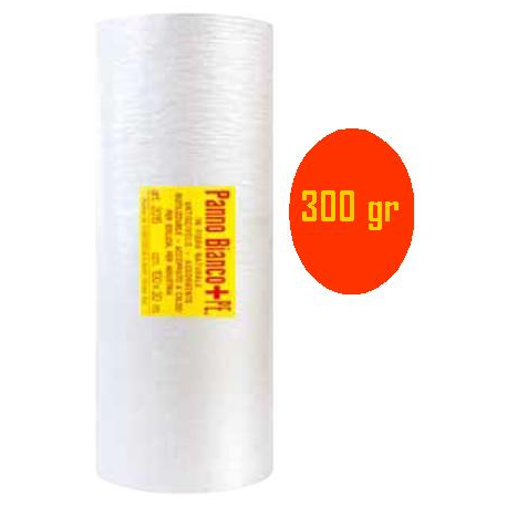 Panno bianco + PE con adesivo - cm 100x10 m