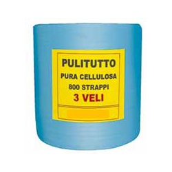 Rotolo in pura cellulosa 3 veli - GOFFRATO AZZURRO - 800 strappi